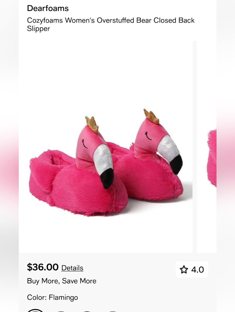 Women's Dearfoam Plush Flamingo Queen Slippers - Pink Size 9/10